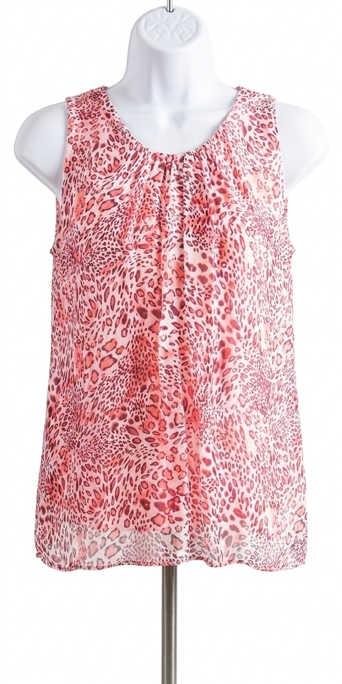 NEW GIGI MODA chieti silk cheetah print tank top in coral
